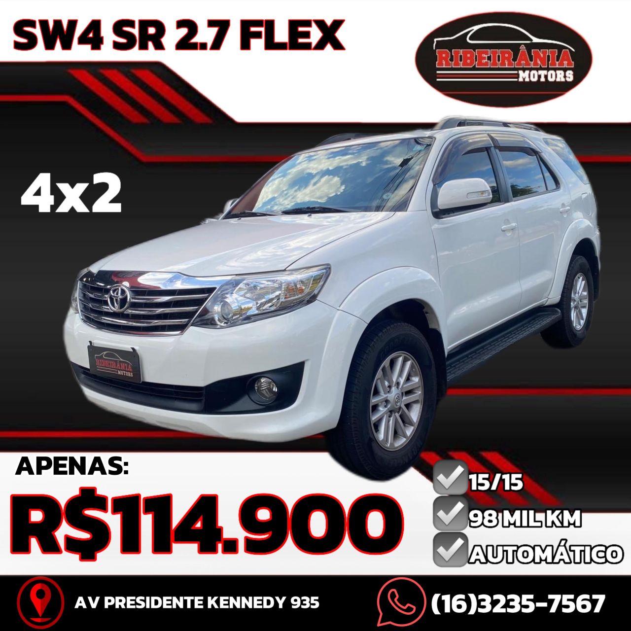 Veculo: Toyota - Hilux - SW4 SR 4x2 2.7/ 2.7 Flex 16V Aut. em Ribeiro Preto