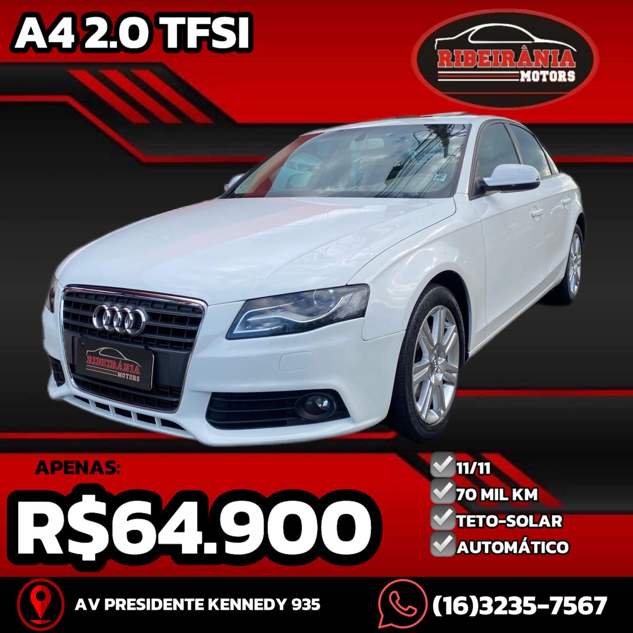 Veculo: Audi - A4 - 2.0 16V TFSI 183/180cv Multitronic em Ribeiro Preto