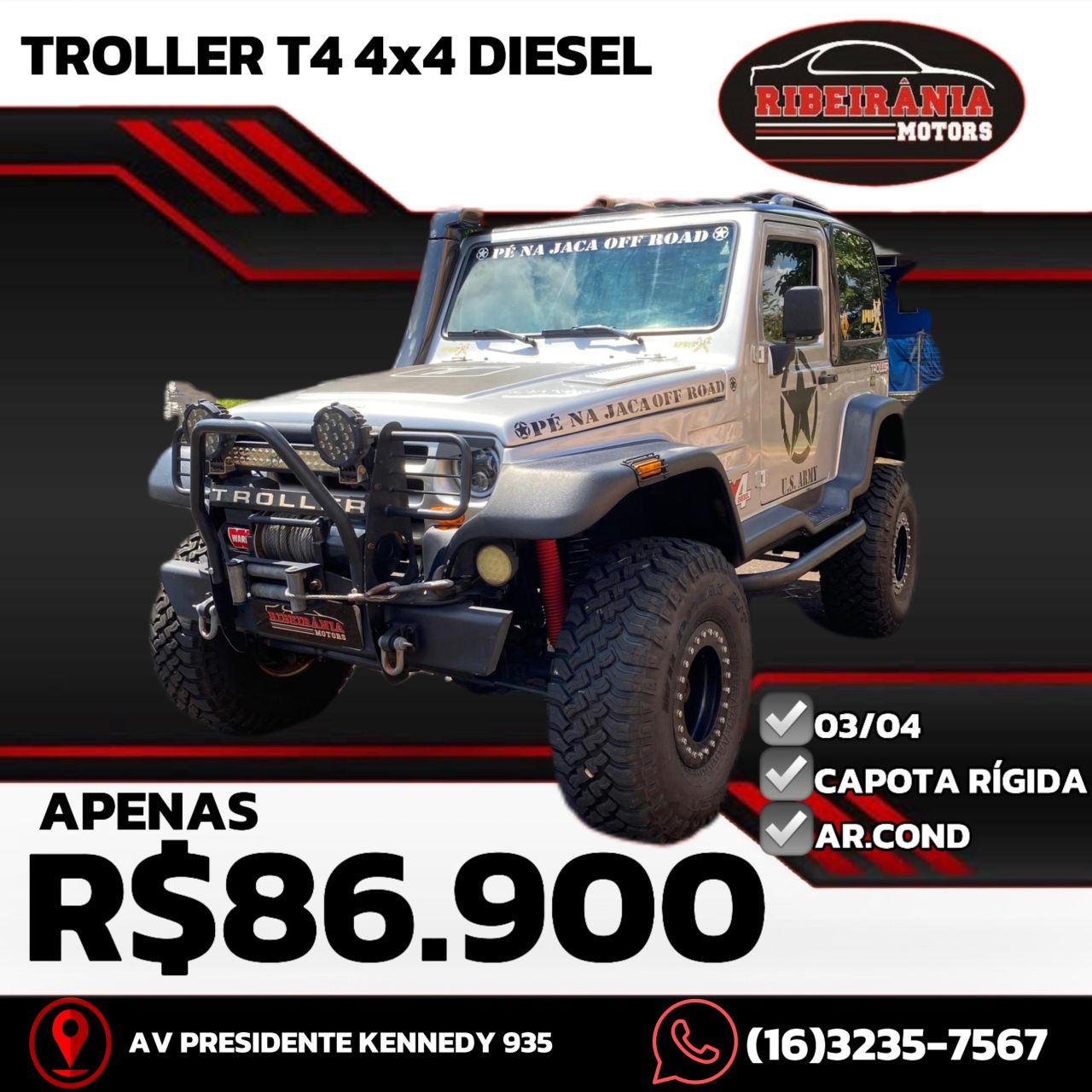 Veculo: Troller - T4 - 4x4 2.8 TB Int. Cap. Rgida Diesel em Ribeiro Preto