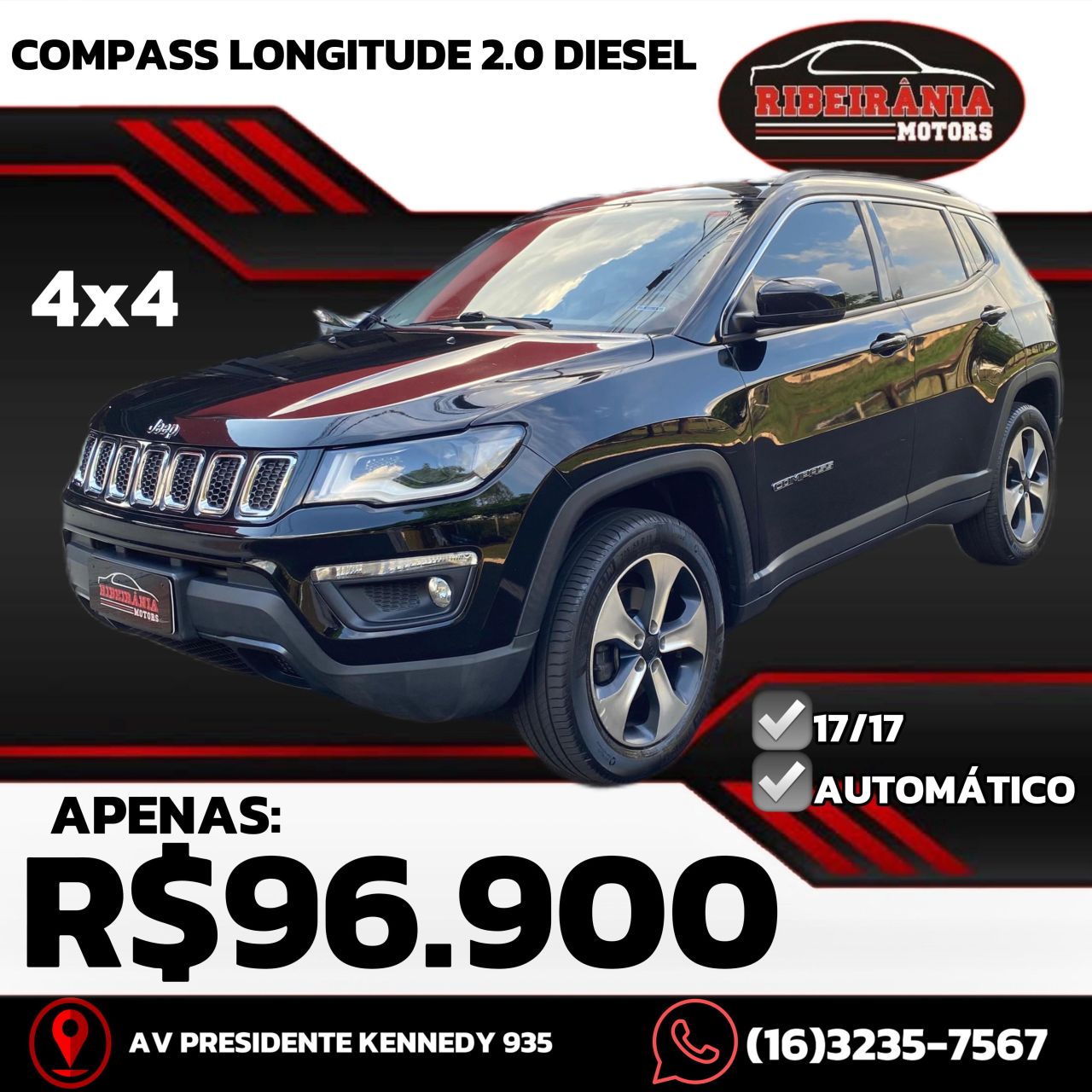 Veculo: Jeep - Compass - LONGITUDE 2.0 4x4 Dies. 16V Aut. em Ribeiro Preto