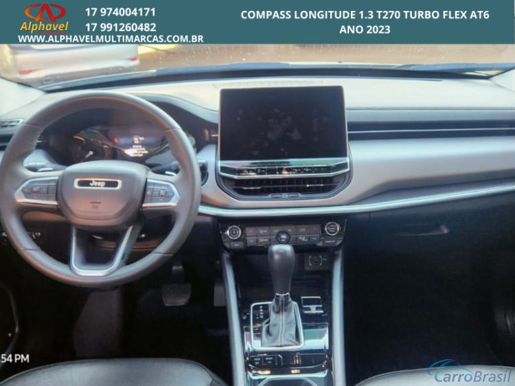 Alphavel Multimarcas | Compass JEEP COMPASS LONGITUDE 1.3 TURBO T270 FLEX AUTOMATICO 23/23 - foto 6